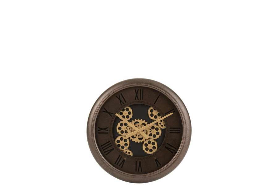 CLOCK RADARS ROMAN NUMERALS METAL BROWN/GOLD
