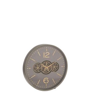 CLOCK HOLLOW GEARS  MDF GREY/GOLD LARGE
