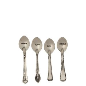 BOX OF 4 SPOON BRASS SILVER COLORED