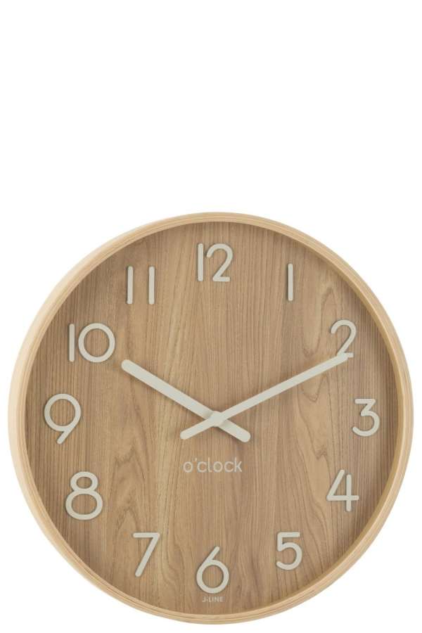 WALL CLOCK PLYWOOD/MDF NATURAL LARGE