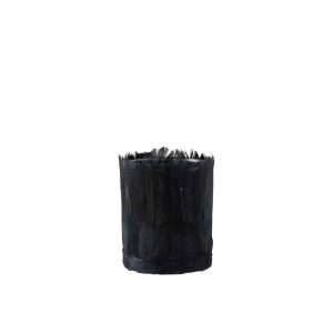 TEALIGHT HOLDER FEATHERS GLASS BLACK SMALL