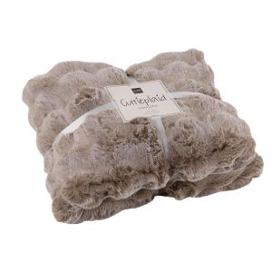 PLAID WAVE POLYESTER TAUPE