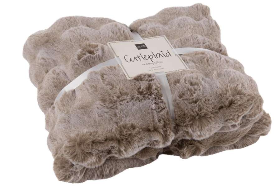 PLAID WAVE POLYESTER TAUPE