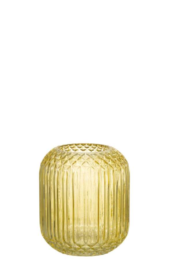 VASE RIGHT CUT GLASS YELLOW SMALL