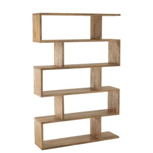BOOKSHELF VERTICAL SLATS MANGO WOOD NATURAL