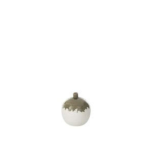 VASE OLEA BOTTLE ROUND  OLIVE GREEN/WHITE