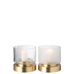 CANDLEHOLDER/VASE PIA GLASS/COPPER TRANSPARENT/GOLD SMALL ASSORTMENT OF 2