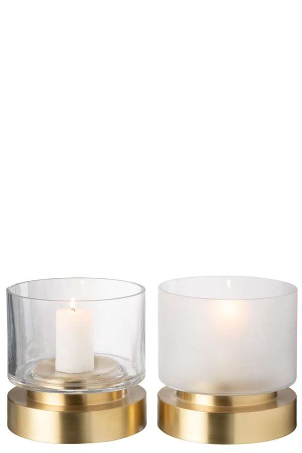 CANDLEHOLDER/VASE PIA GLASS/COPPER TRANSPARENT/GOLD SMALL ASSORTMENT OF 2