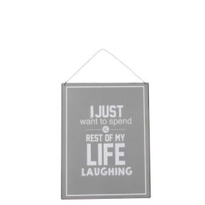 PLACARD LIFE/VIE ENGLISH/FRENCH METAL GREY/WHITE