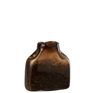 VASE RECTANGLE GLASS DARK BROWN SMALL