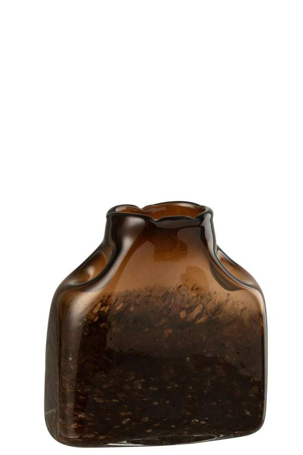 VASE RECTANGLE GLASS DARK BROWN SMALL
