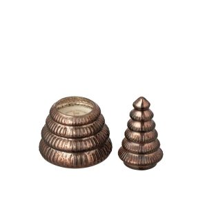 SCENTED CANDLE TREE RIBBED GLASS BROWN SMALL