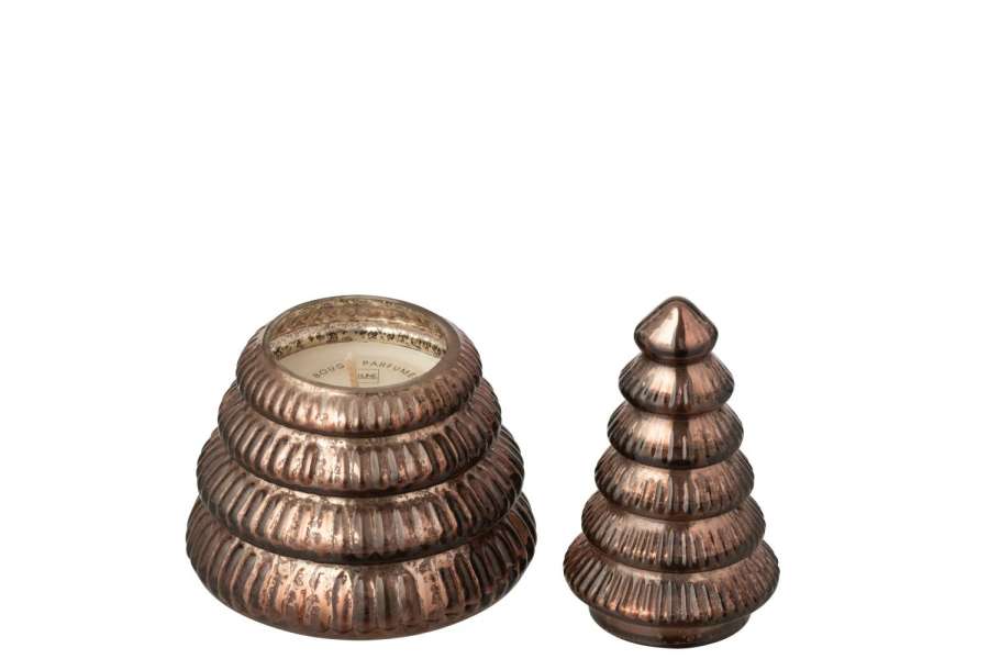 SCENTED CANDLE TREE RIBBED GLASS BROWN SMALL