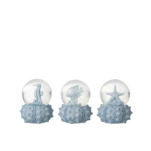 WATER GLOBE SEA POLYRESIN LIGHT BLUE SMALL ASSORTMENT OF 3