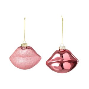 HANGER LIPS GLASS PINK ASSORTMENT OF 2