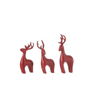 SET OF 3 REINDEER RESIN ELECTROPLATED RED