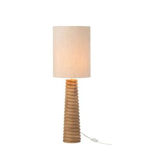TABLE LAMP THREADED AILANTHUS WOOD NATURAL/GREY