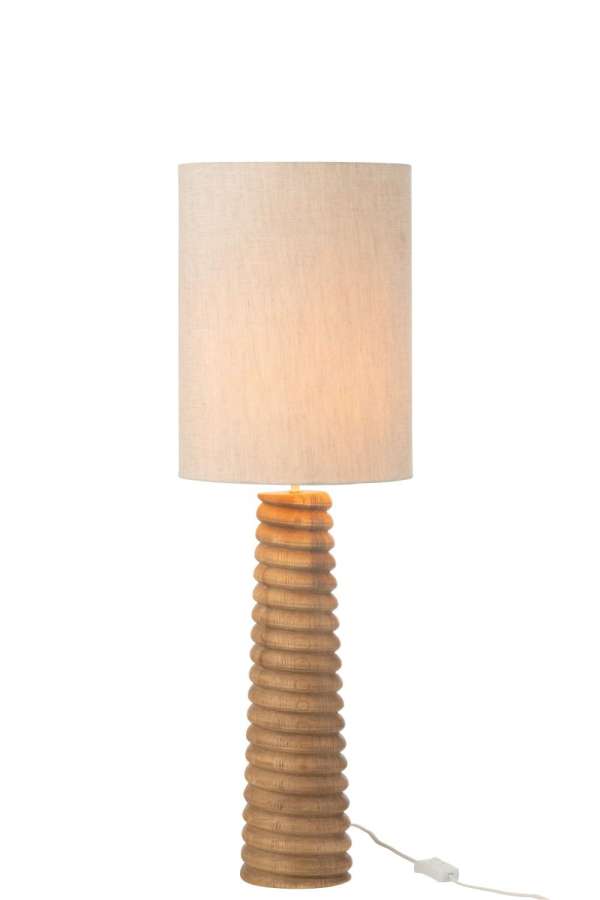 TABLE LAMP THREADED AILANTHUS WOOD NATURAL/GREY