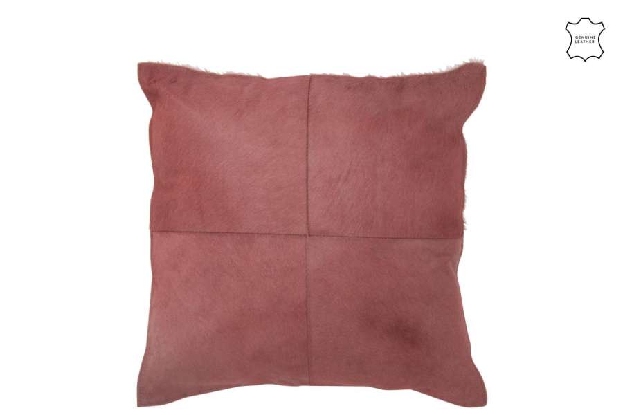 CUSHION COWHAIR LEATHER RED