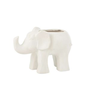 FLOWERPOT ELEPHANT CLAY WHITE