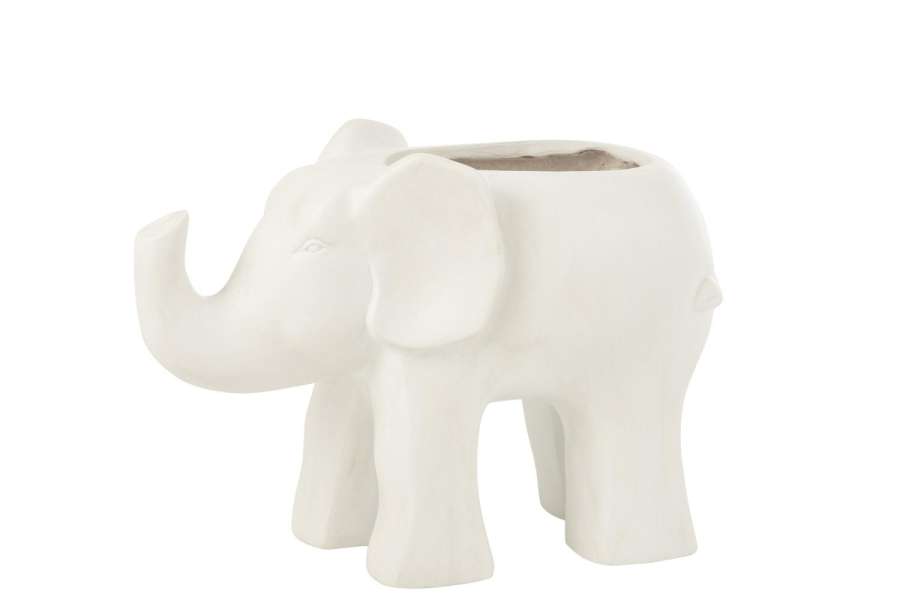 FLOWERPOT ELEPHANT CLAY WHITE