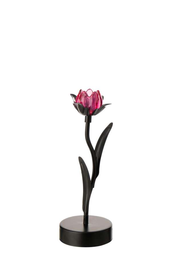 TABLE LAMP LED FLOWER IRON BLACK/PINK SMALL
