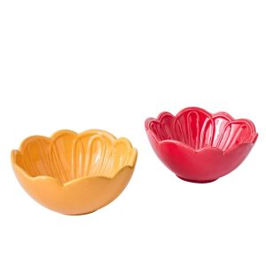 BOWL FLOWER PORCELAIN MULTICOLORED LARGE ASSORTMENT OF 2