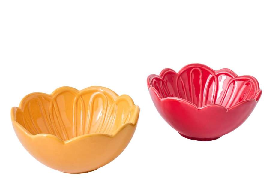 BOWL FLOWER PORCELAIN MULTICOLORED LARGE ASSORTMENT OF 2