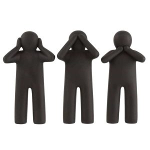 P'TIT MAURICE SEE/HEAR/SPEAK NO EVIL POLY BLACK LARGE ASSORTMENT OF 3