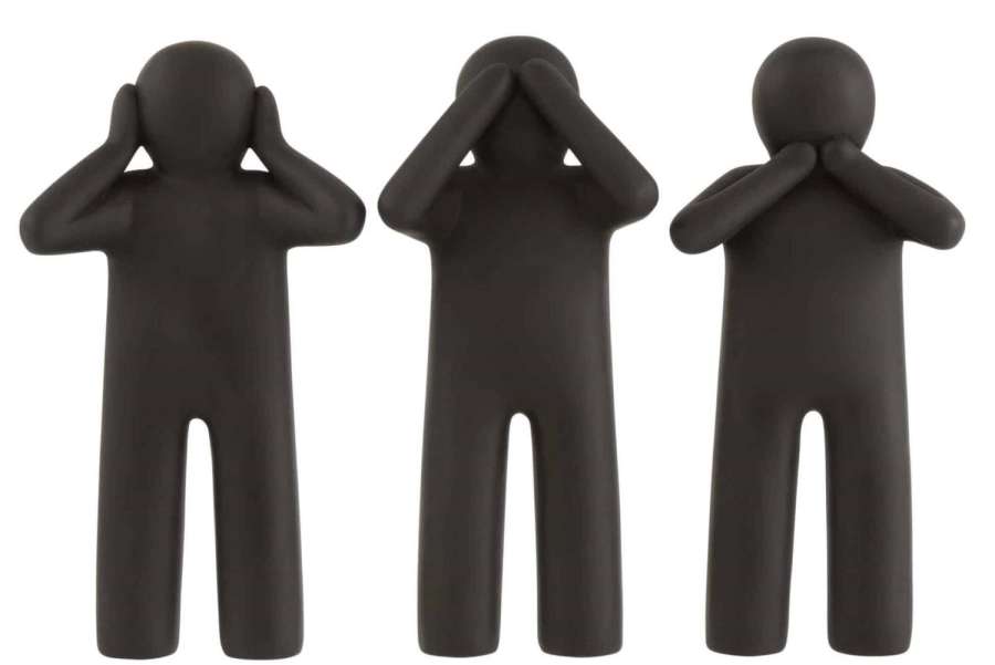 P'TIT MAURICE SEE/HEAR/SPEAK NO EVIL POLY BLACK LARGE ASSORTMENT OF 3