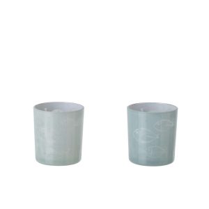 TEALIGHT HOLDER FISH GLASS GREY SMALL ASSORTMENT OF 2