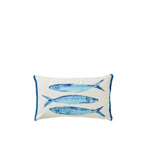 CUSHION SARDINES COTTON WHITE/BLUE