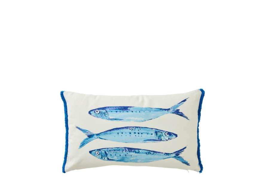 CUSHION SARDINES COTTON WHITE/BLUE