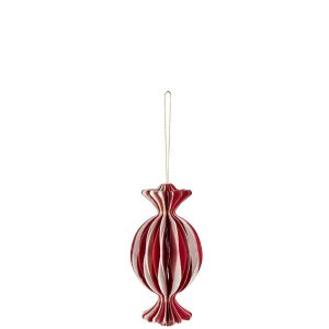 HANGER CANDY FOLDABLE PAPER WHITE/CHRISTMAS RED LARGE