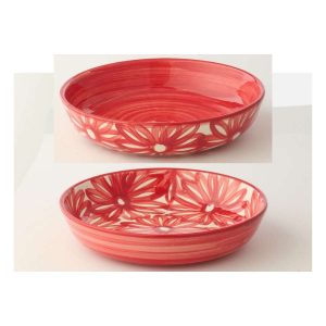 PLATE DEEP FLOWERS CERAMIC RED ASSORTMENT OF 2