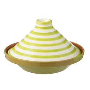 TAGINE GRANADA STRIPES CERAMIC WHITE/GREEN