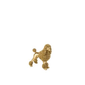 POODLE STANDING POLYRESIN GOLD COLORED MEDIUM