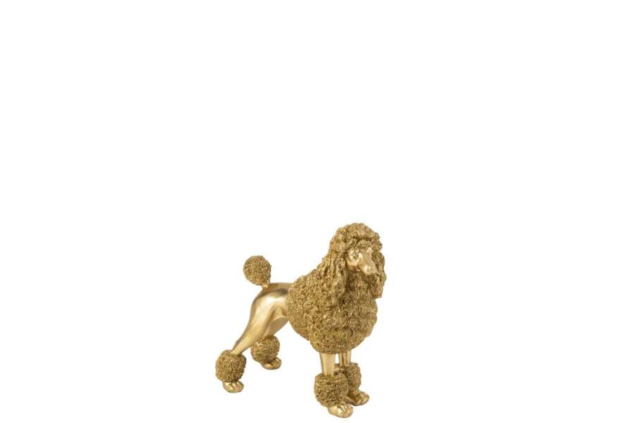 POODLE STANDING POLYRESIN GOLD COLORED MEDIUM