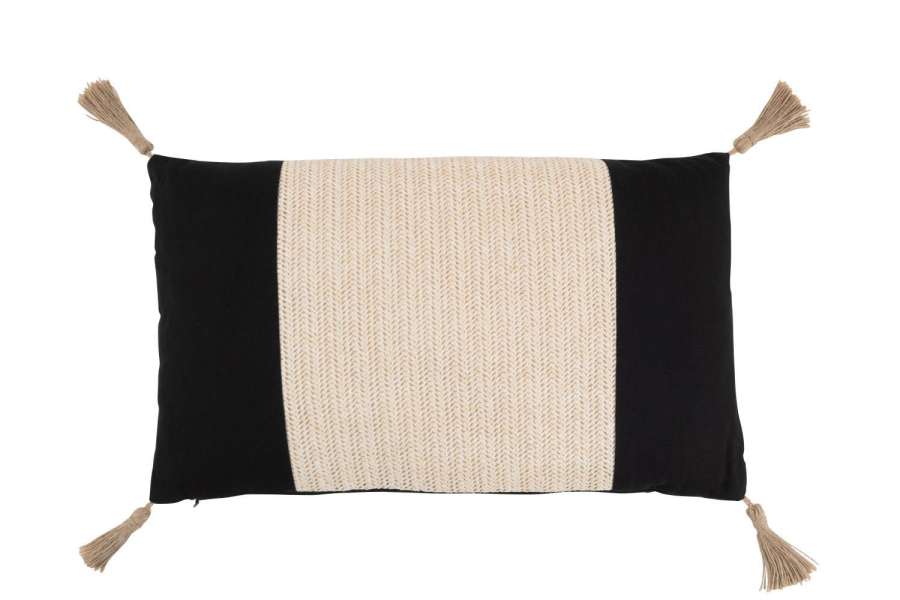 CUSHION WOVEN RECTANGLE POLYESTER BLACK