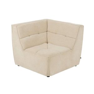 SOFA CORNER GRID POPLAR WOOD/FOAM BEIGE