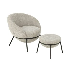 LOUNGE CHAIR  +  FOOTSTOOL IRON GREY/BLACK