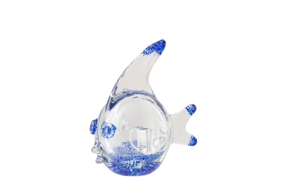 PAPERWEIGHT FISH GLASS BLUE/TRANSPARENT