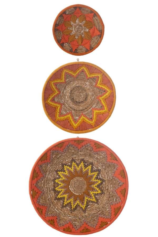 SET OF 3 WALL DECORATION BANANA TWIG ORANGE