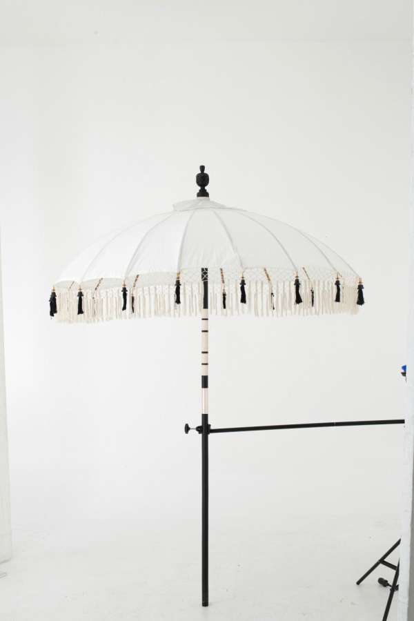 PARASOL FLAVIE WOOD/COTTON ECRU/BLACK