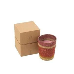 SCENTED CANDLE BASKET WAX BURGUNDY MEDIUM-55HOURS