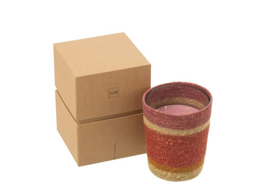 SCENTED CANDLE BASKET WAX BURGUNDY MEDIUM-55HOURS