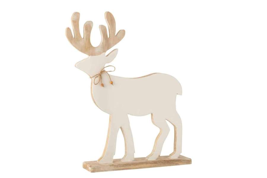 REINDEER ON FOOT MANGO WOOD WHITE/WHITE WASH LARGE