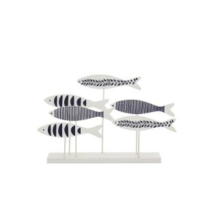 FISH ON BASE MIXED PATTERN MDF BLUE/WHITE LARGE