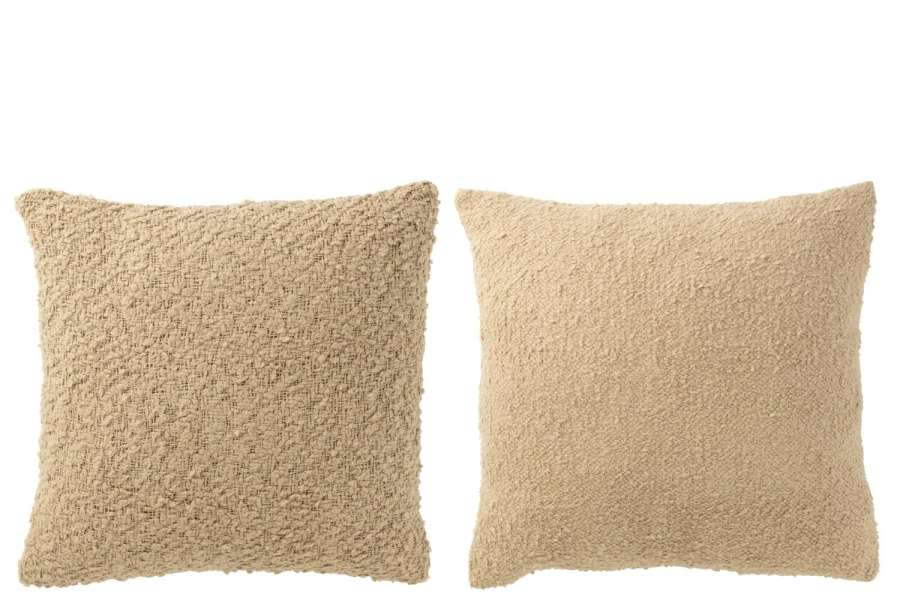 CUSHION SQUARE LOOSE/TIGHT WEAVING COTTON DARK BEIGE ASSORTMENT OF 2