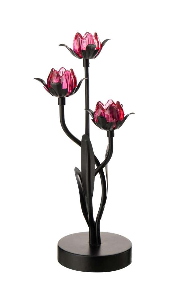 TABLE LAMP LED FLOWER IRON BLACK/PINK LARGE